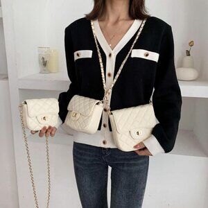 Chic PU Leather Chain Flap Satchel /Multiple colors available/3 Sizes